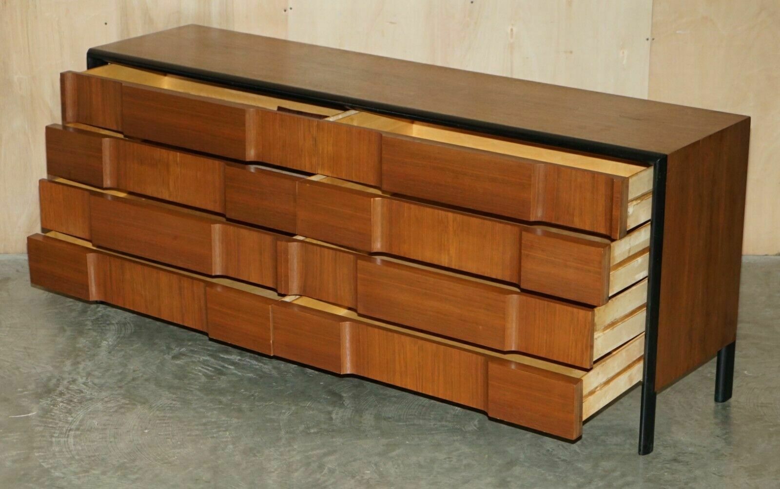 photo vintage Rare Mid Century Modern Edmond J Spence Checkerboard Sideboard Chest Of Drawers