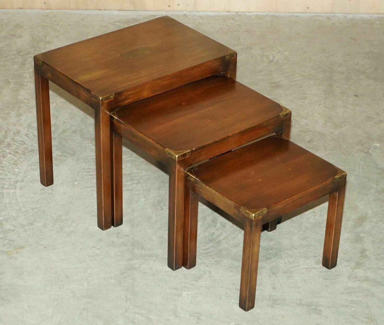 Lovely Harrods Kennedy Coffee & Side Table Nest Of Tables Military Campaign photo furniture