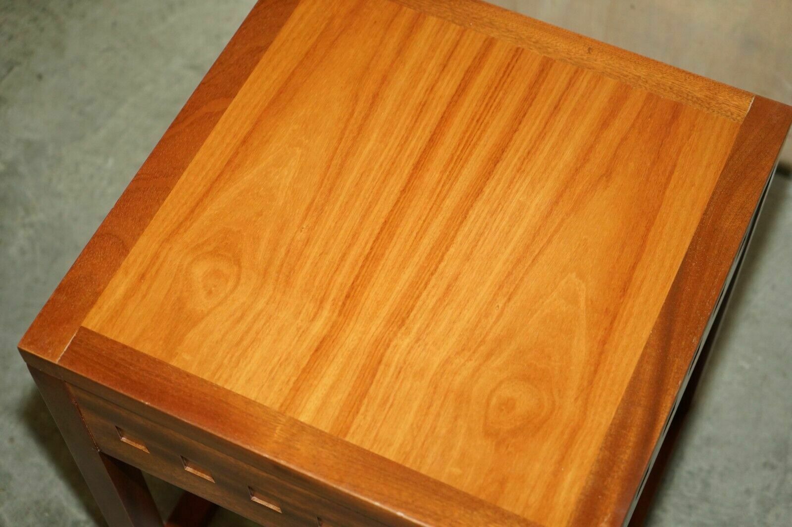 Pair Of Modern Hand Made Cherry And Teak Wood Side Tables X 4 Available In Total photo 750.0
