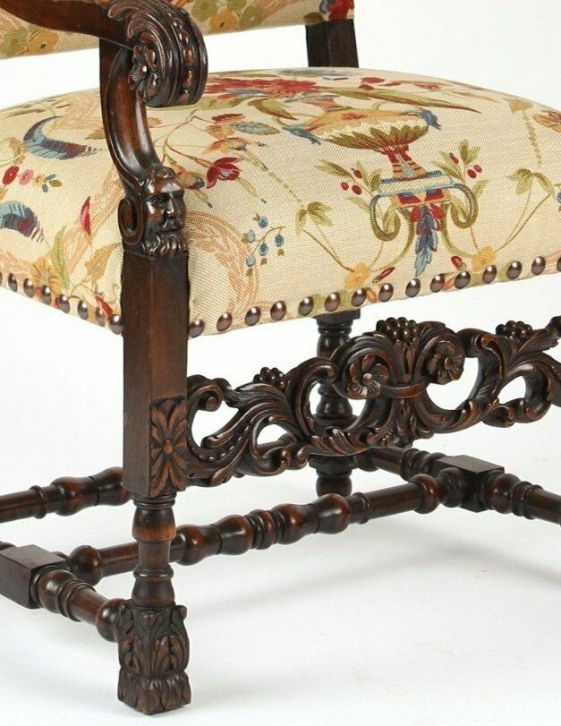 French Renaissance Revival Throne Chair With Mask Detail, Late 19th Century photo furniture