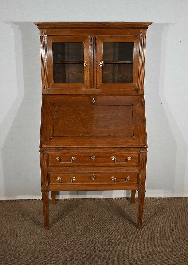 Bureau De Pente Vitrine In Solid Acacia, Louis XVI Style – 1st Part Of The 19th Century photo furniture