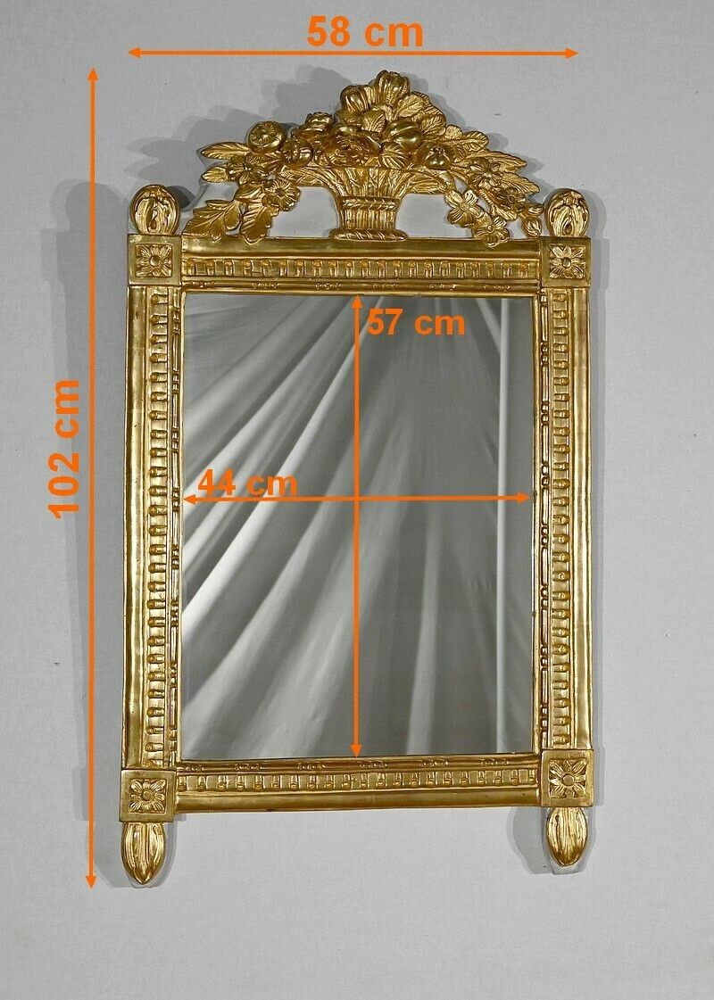 Home Decor Mirror With Pediment In Gilded Wood, Louis XVI Style, Early 20th Century photo