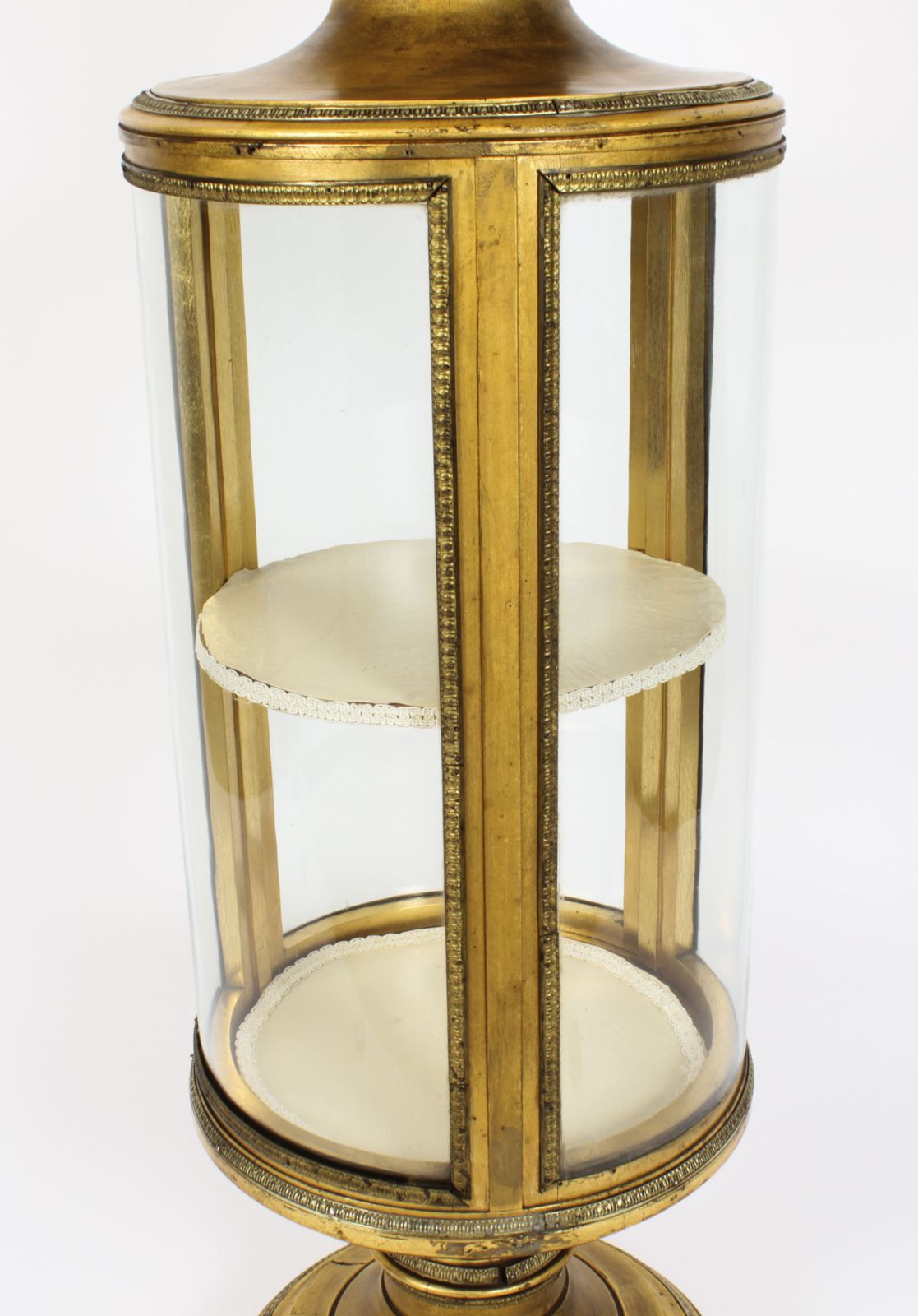 Antique French Giltwood Cylindrical Pedestal Display Cabinet 19th Century photo vintage