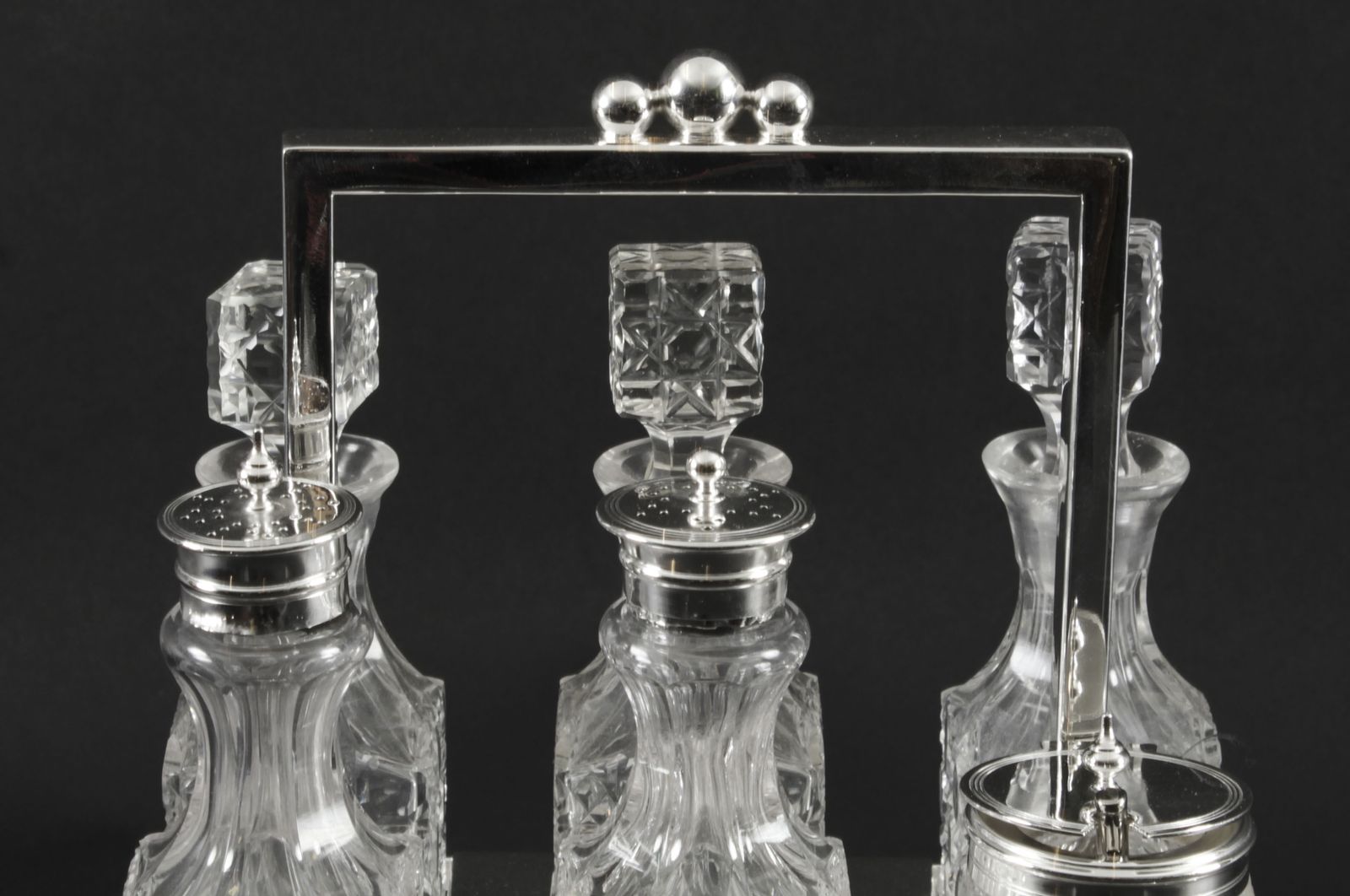 Victorian Silver Plated 6 Bottle Cruet Set Wade Wingfield Wilkins 19th C photo for sale