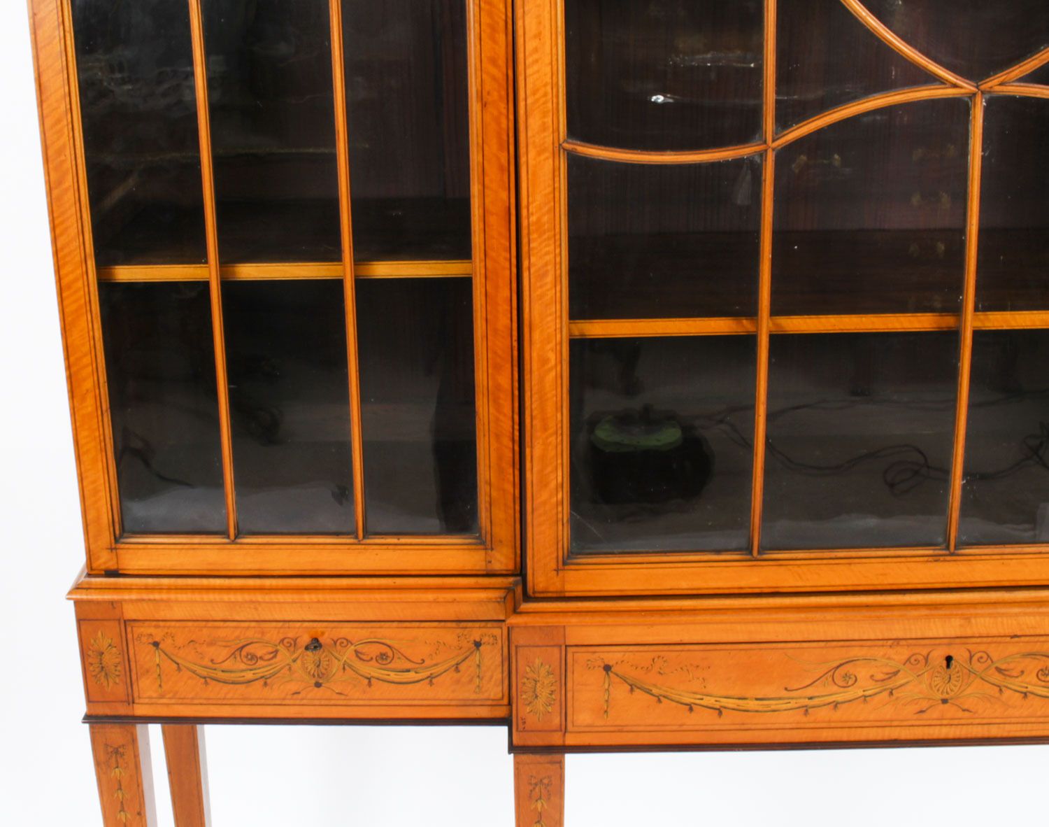 Antique Satinwood Breakfront Bookcase Display Cabinet Edwards & Roberts 19th C photo 4950.0