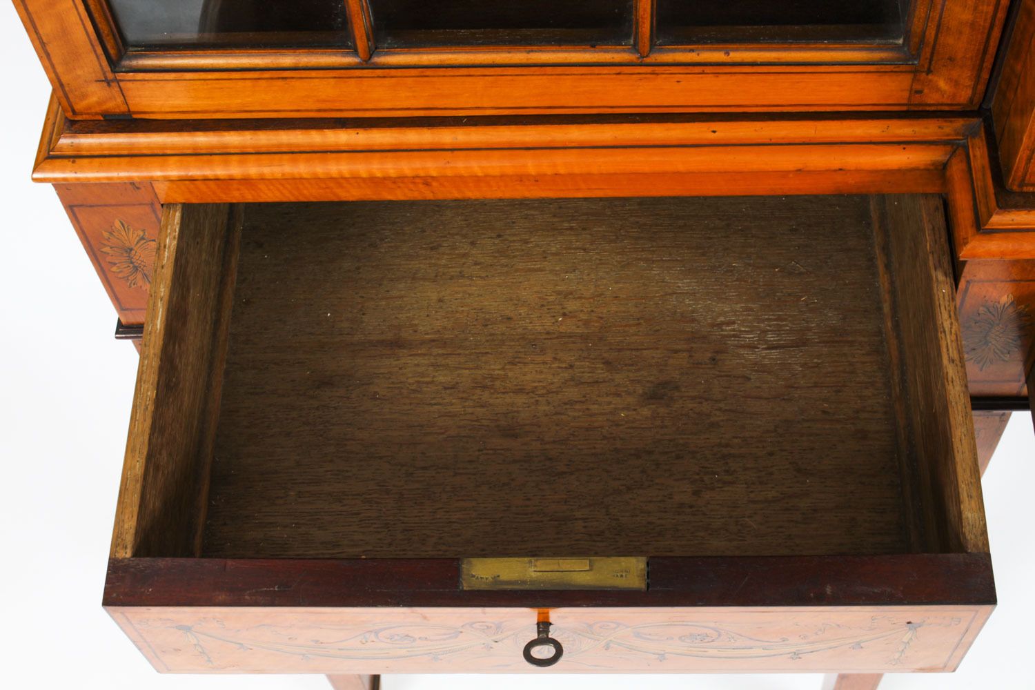 4950.0 Antique Satinwood Breakfront Bookcase Display Cabinet Edwards & Roberts 19th C photo
