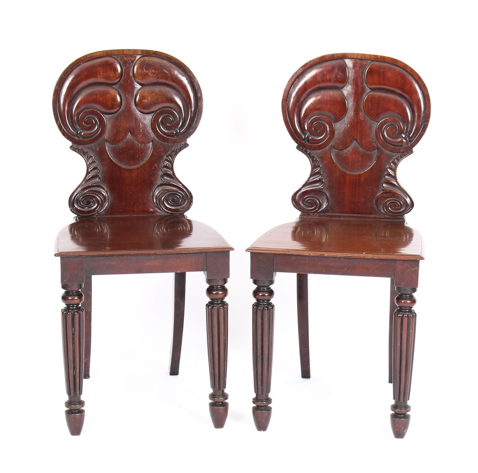 Furniture Antique Pair Regency Mahogany Hall Chairs By Gilllows C1820 19th Century photo