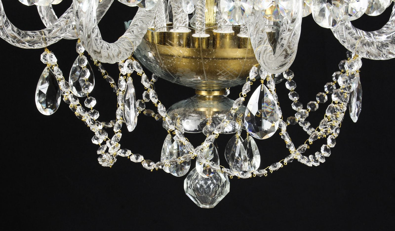 Vintage Venetian Two Tier 12 Light Crystal Chandelier 20th Century photo Lighting