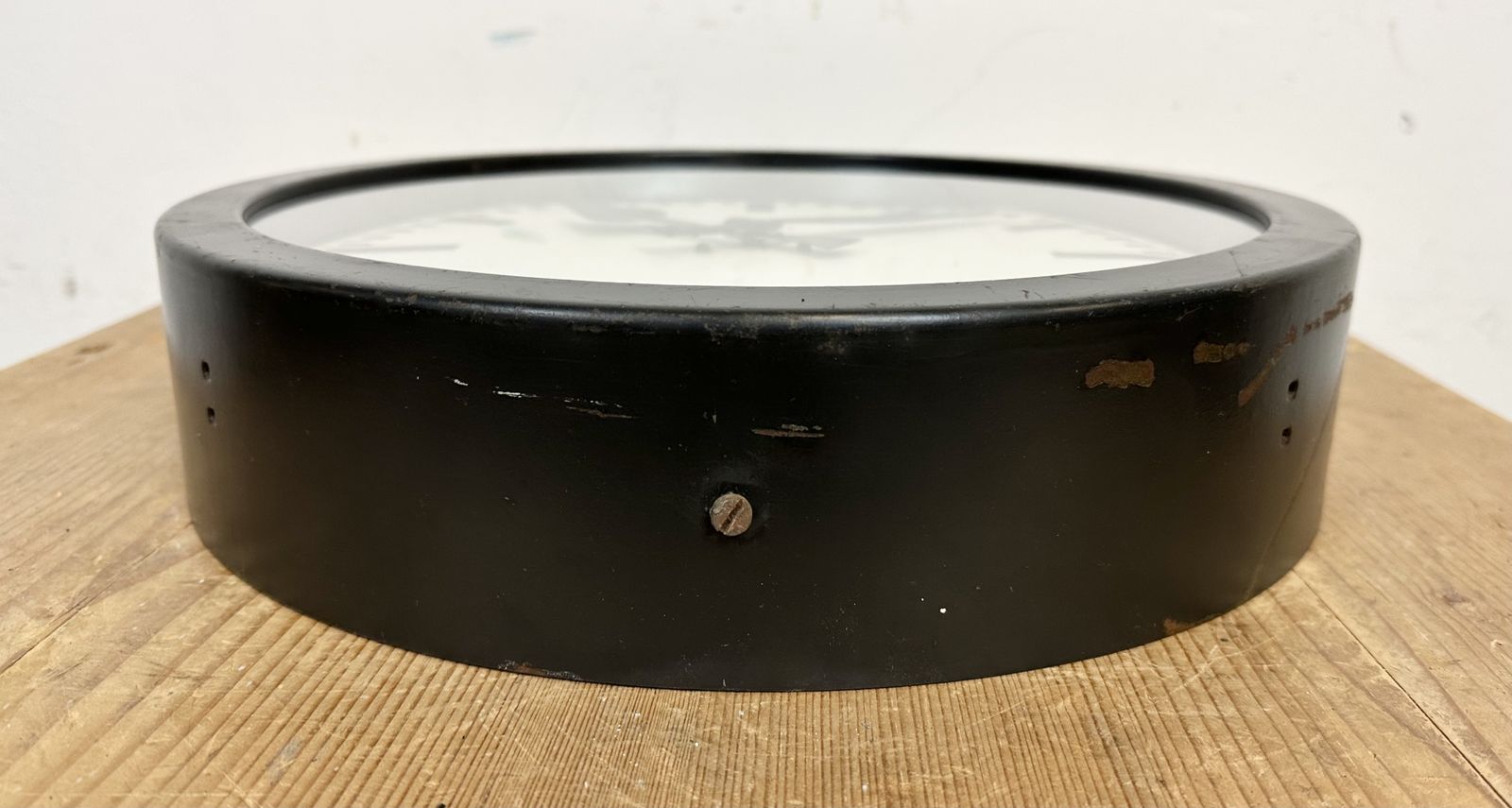 Black Industrial Factory Wall Clock From Siemens, 1950s photo vintage