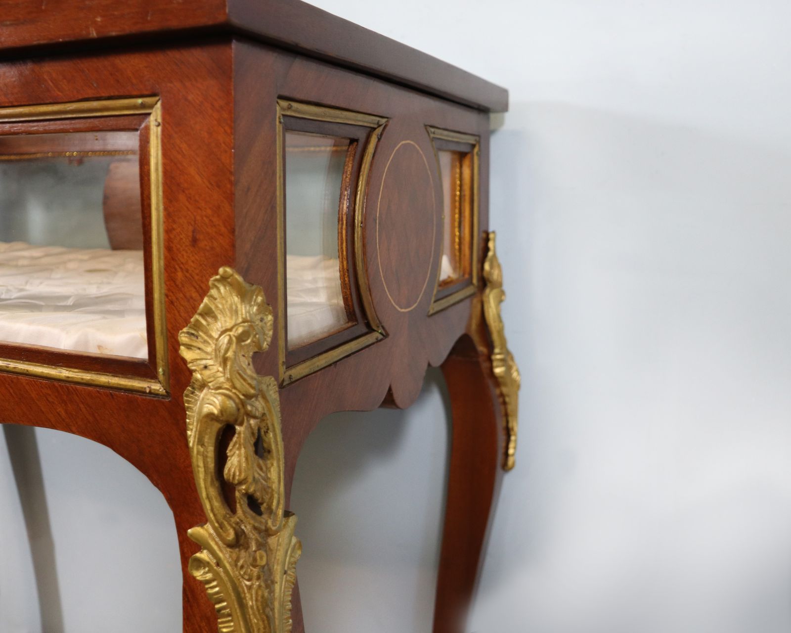 photo furniture A Lovely Continental Mahogany And Kingwood Veneered Bijouterie Display Table.