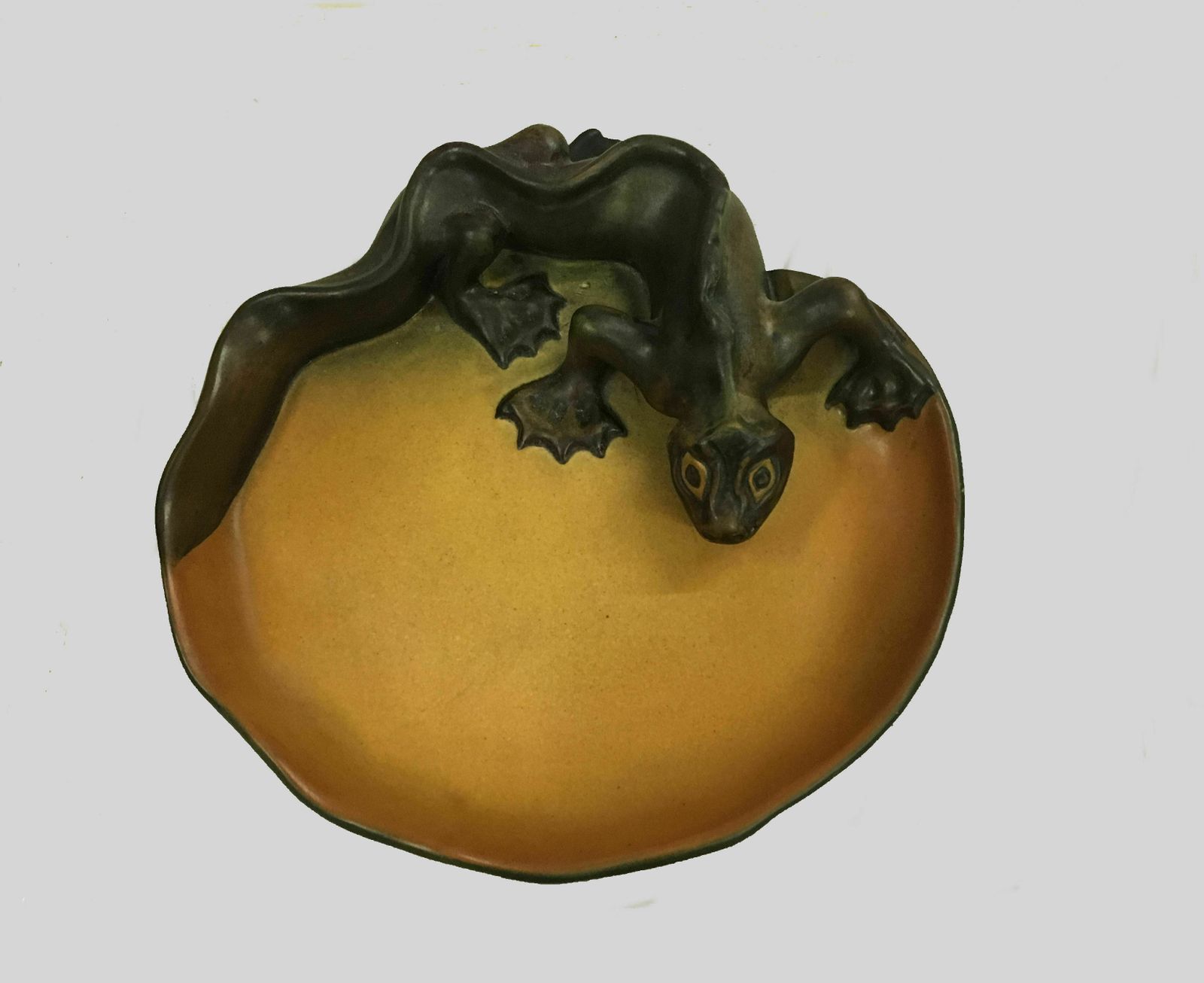 Hand Crafted Danish Art Nouveau Lizard Ash Tray By P. Ibsens Enke 1900's photo for sale