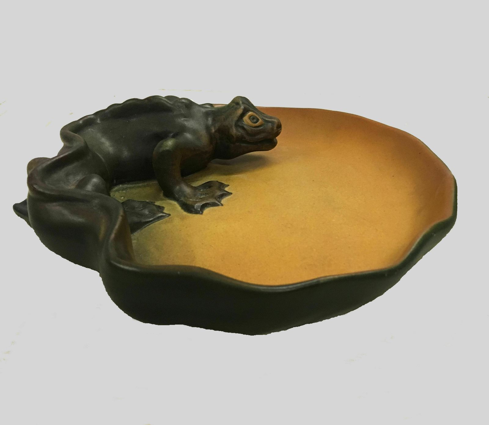 Hand Crafted Danish Art Nouveau Lizard Ash Tray By P. Ibsens Enke 1900's