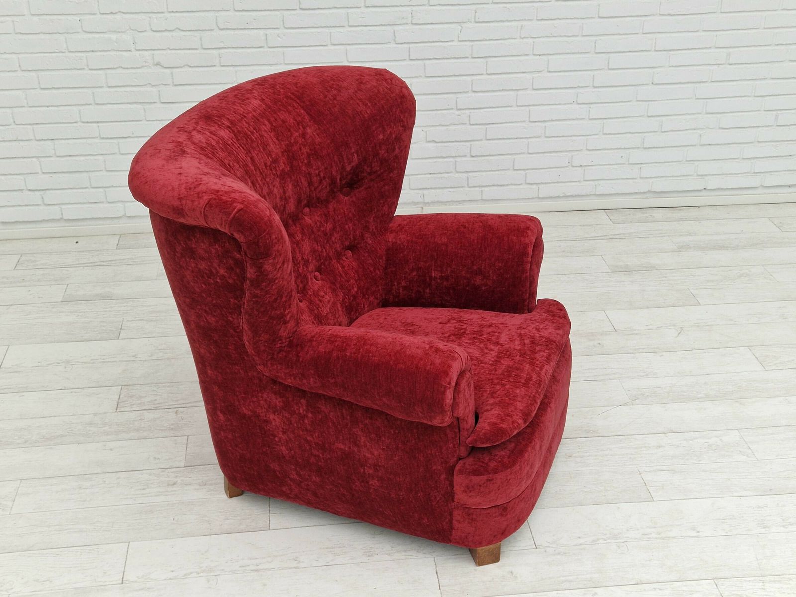 50s, Danish Design, Refurbished Armchair, Vintage Velour photo 2100.0