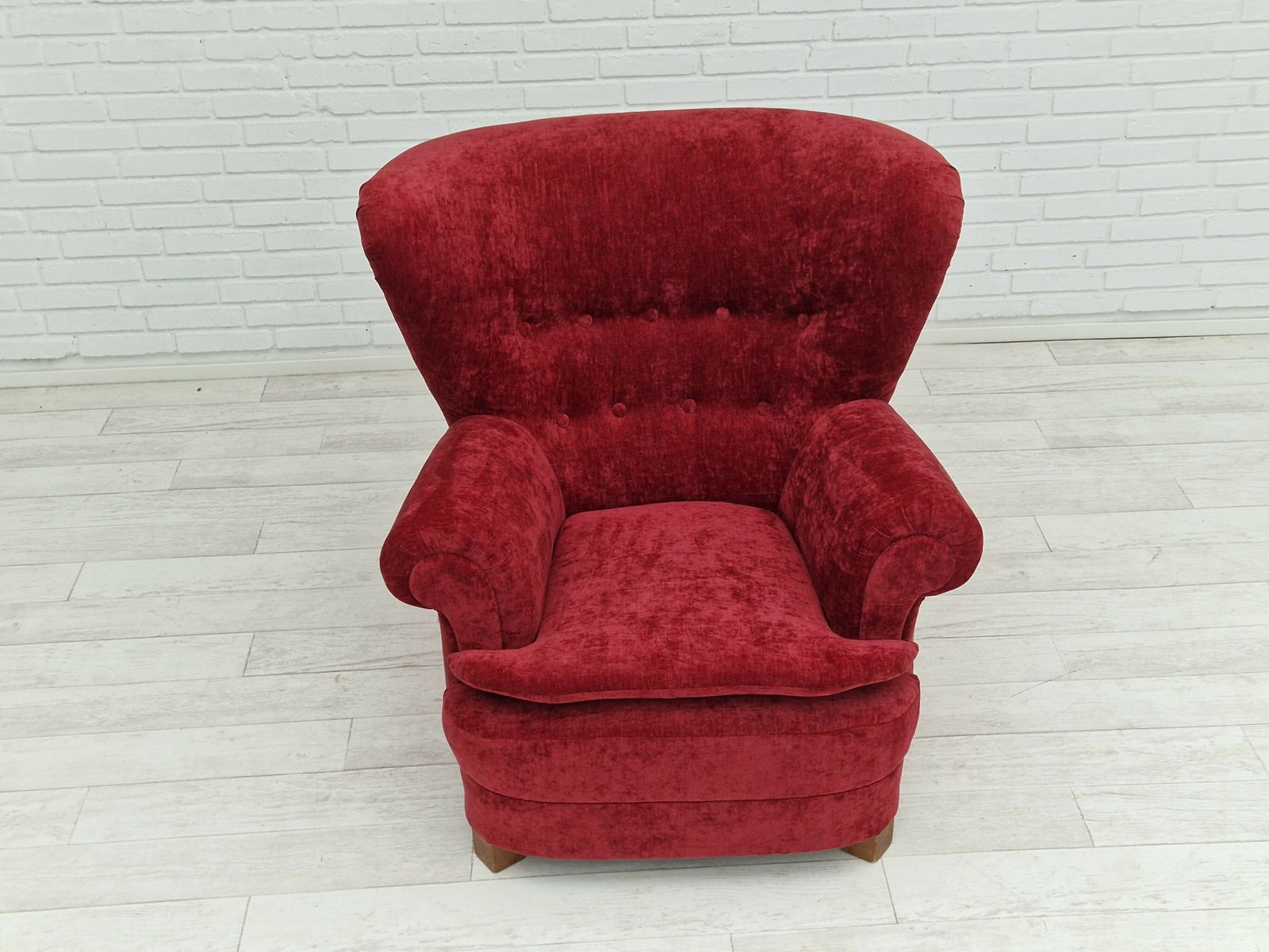 2100.0 50s, Danish Design, Refurbished Armchair, Vintage Velour photo