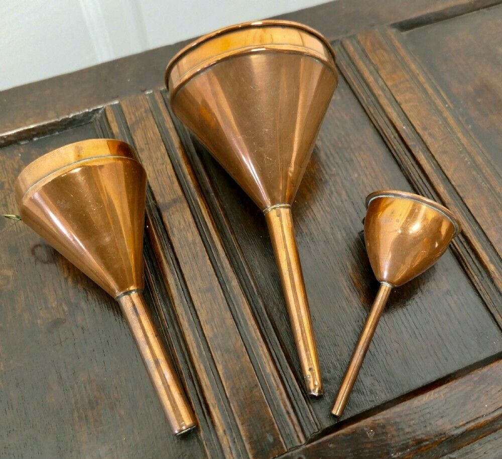 19th Century Copper Ale And Wine Funnel Set photo for sale