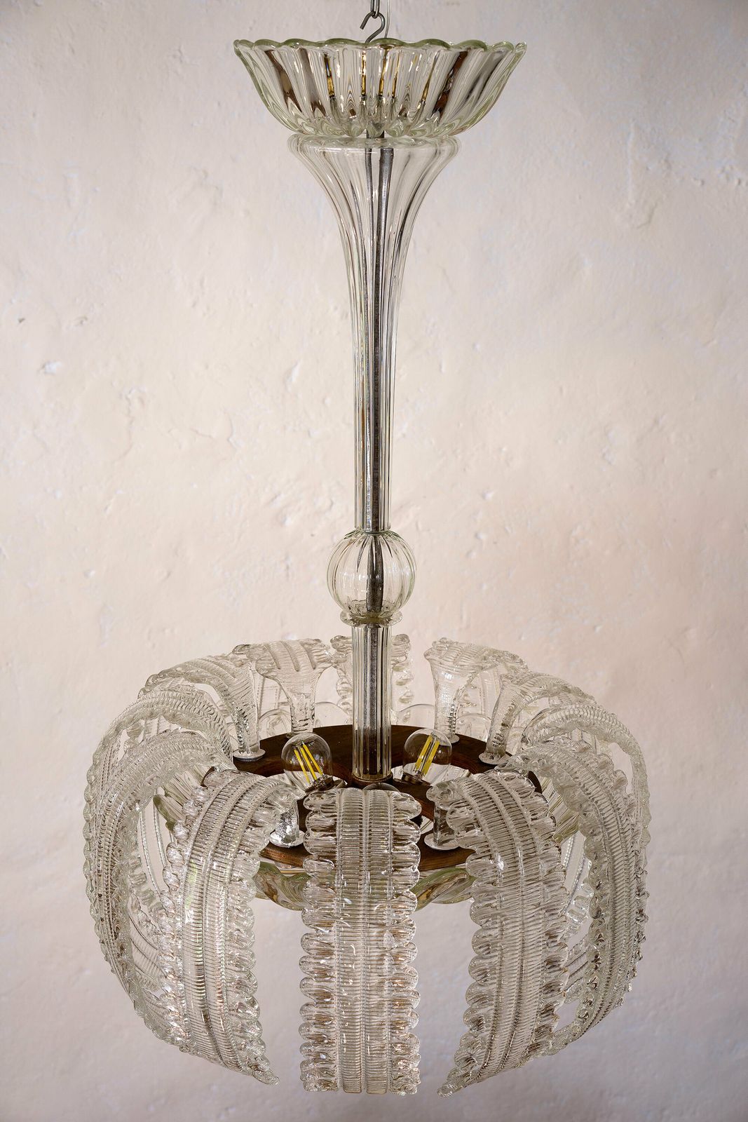 Lighting Art Deco Chandelier   Murano Glass   Barovier & Toso   12 Large Leaves photo