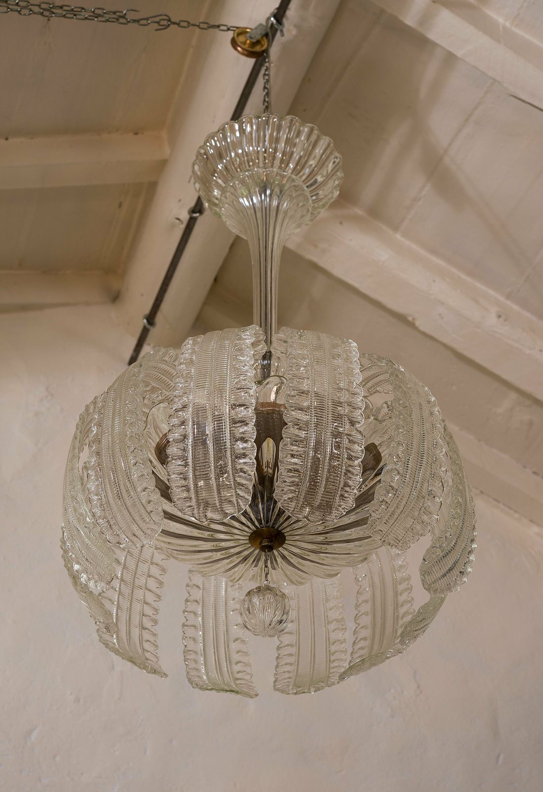 Art Deco Chandelier   Murano Glass   Barovier & Toso   12 Large Leaves photo 2080.0