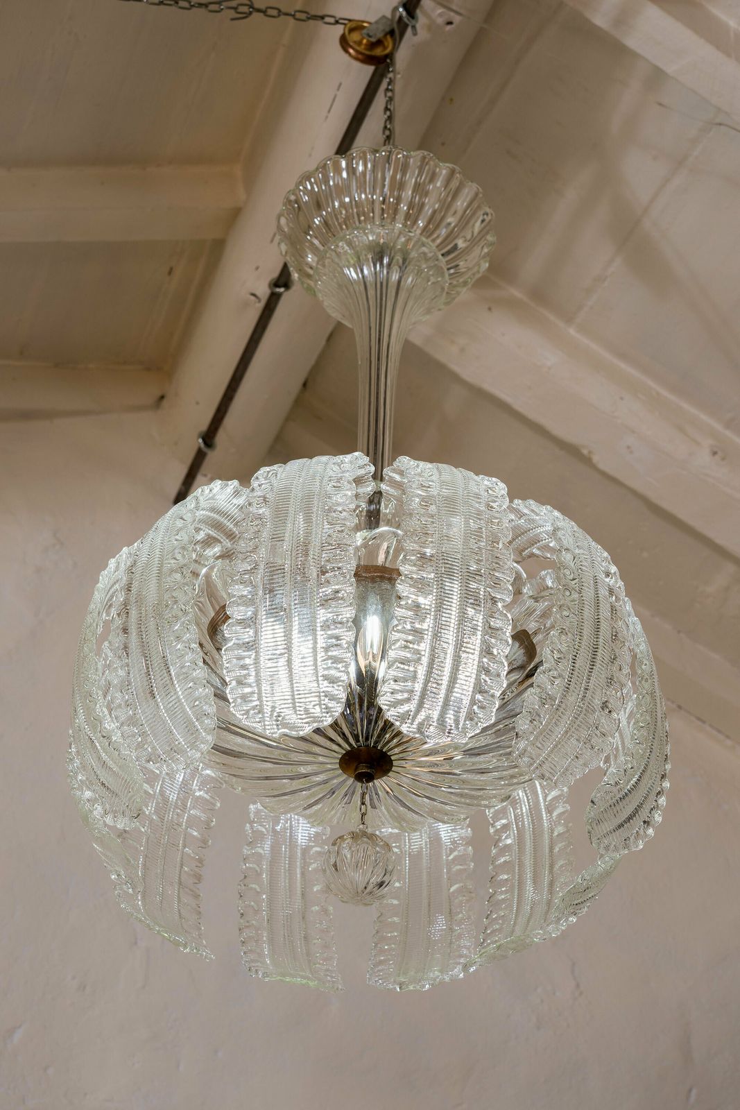 Art Deco Chandelier   Murano Glass   Barovier & Toso   12 Large Leaves photo Lighting