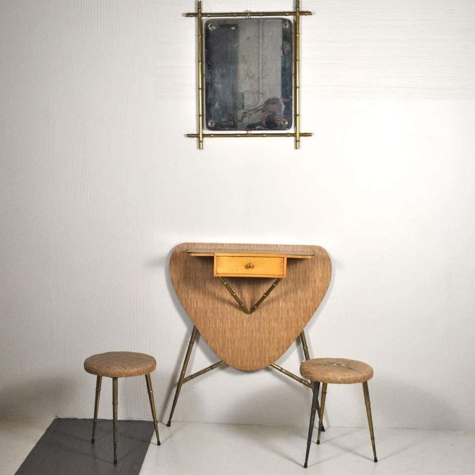 Italian Midcentury 1960s Consolle In Brass And Wood (No Stools) photo for sale