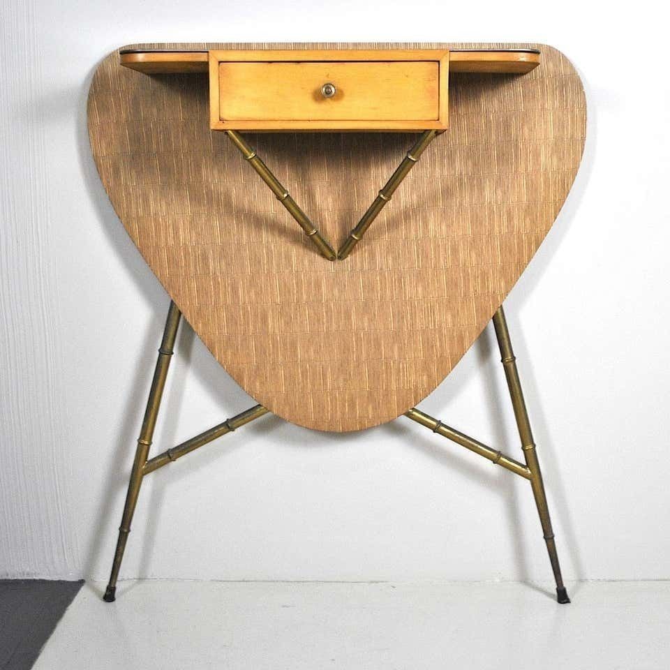 Italian Midcentury 1960s Consolle In Brass And Wood (No Stools) photo buy