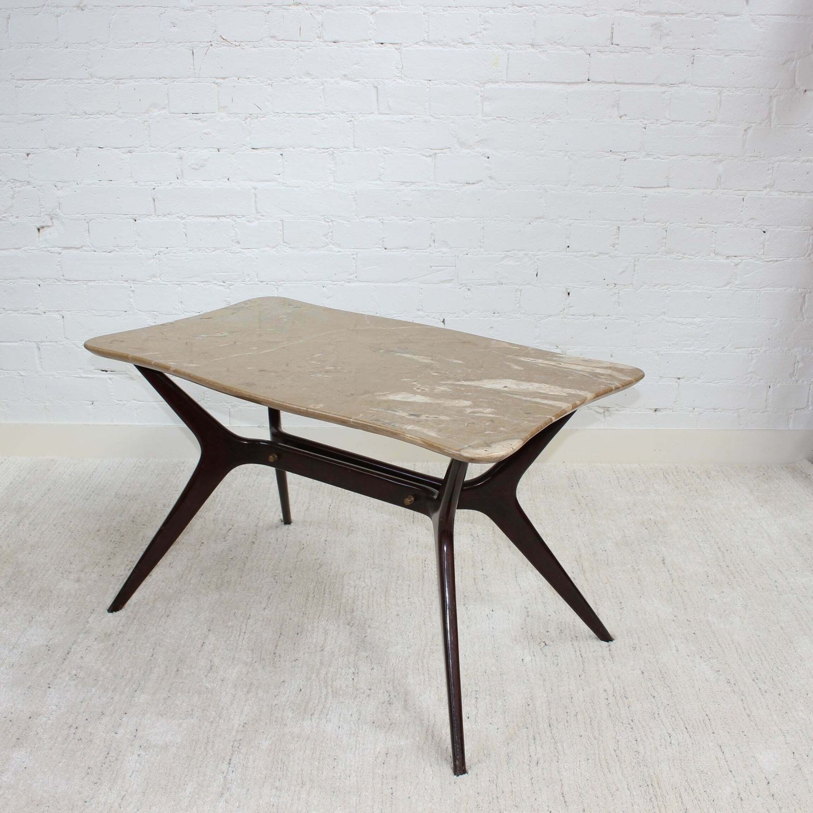 photo vinterior Mid Century Italian Coffee Table With Marble Top (Circa 1950s)