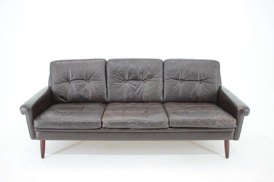 1970s Danish 3 Seater Sofa In Dark Brown Leather photo furniture