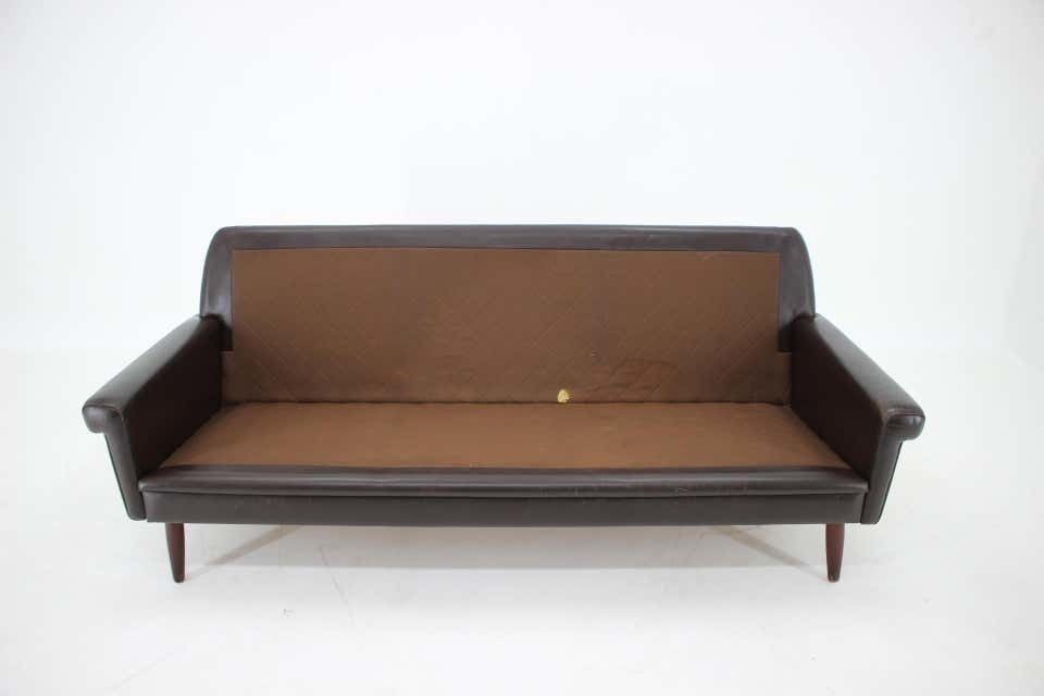 photo buy 1970s Danish 3 Seater Sofa In Dark Brown Leather
