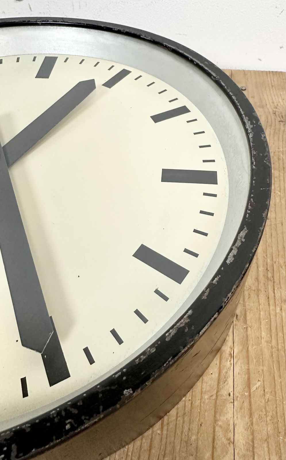 Black Industrial Factory Wall Clock From International, 1950s photo for sale