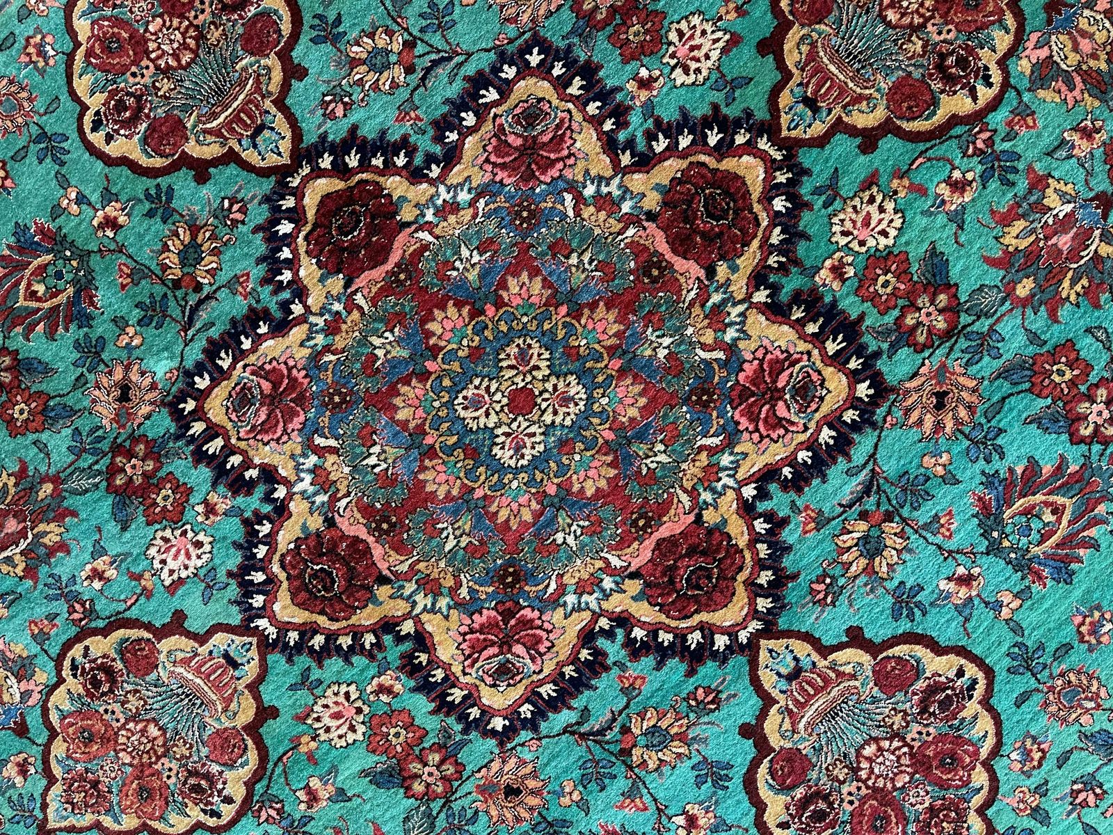 Textiles Oversized Carpet Striped Rug, Fine Exclusive Handmade Wool Silk Kurdish Rug photo