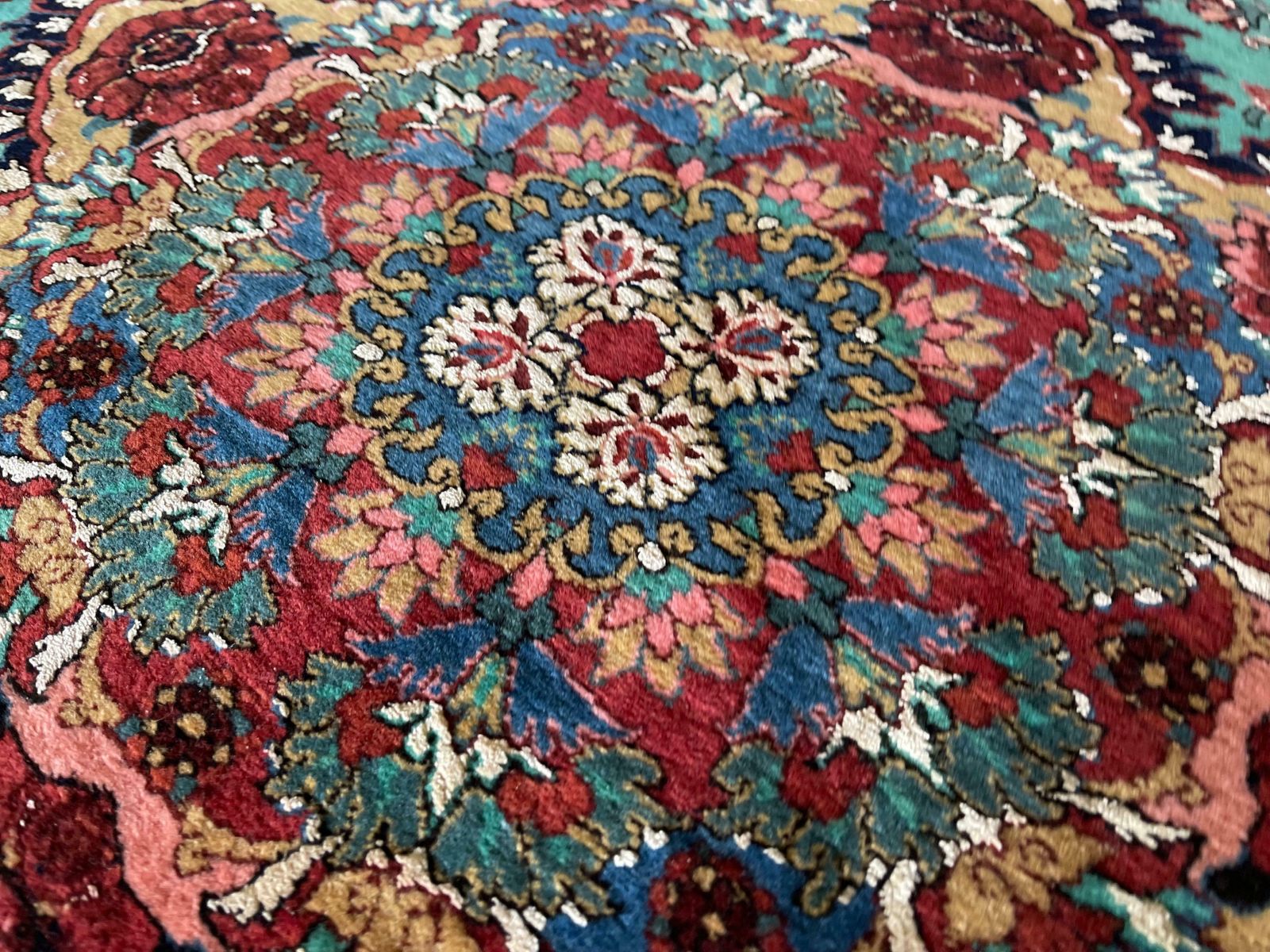 65000.0 Oversized Carpet Striped Rug, Fine Exclusive Handmade Wool Silk Kurdish Rug photo