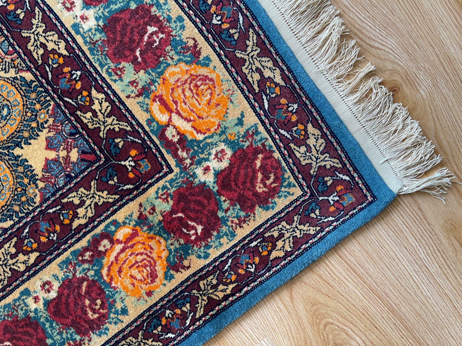 Exclusive Livingroom Rug, Paisley Blue Rug, Silk & Wool Handmade Carpet photo vintage