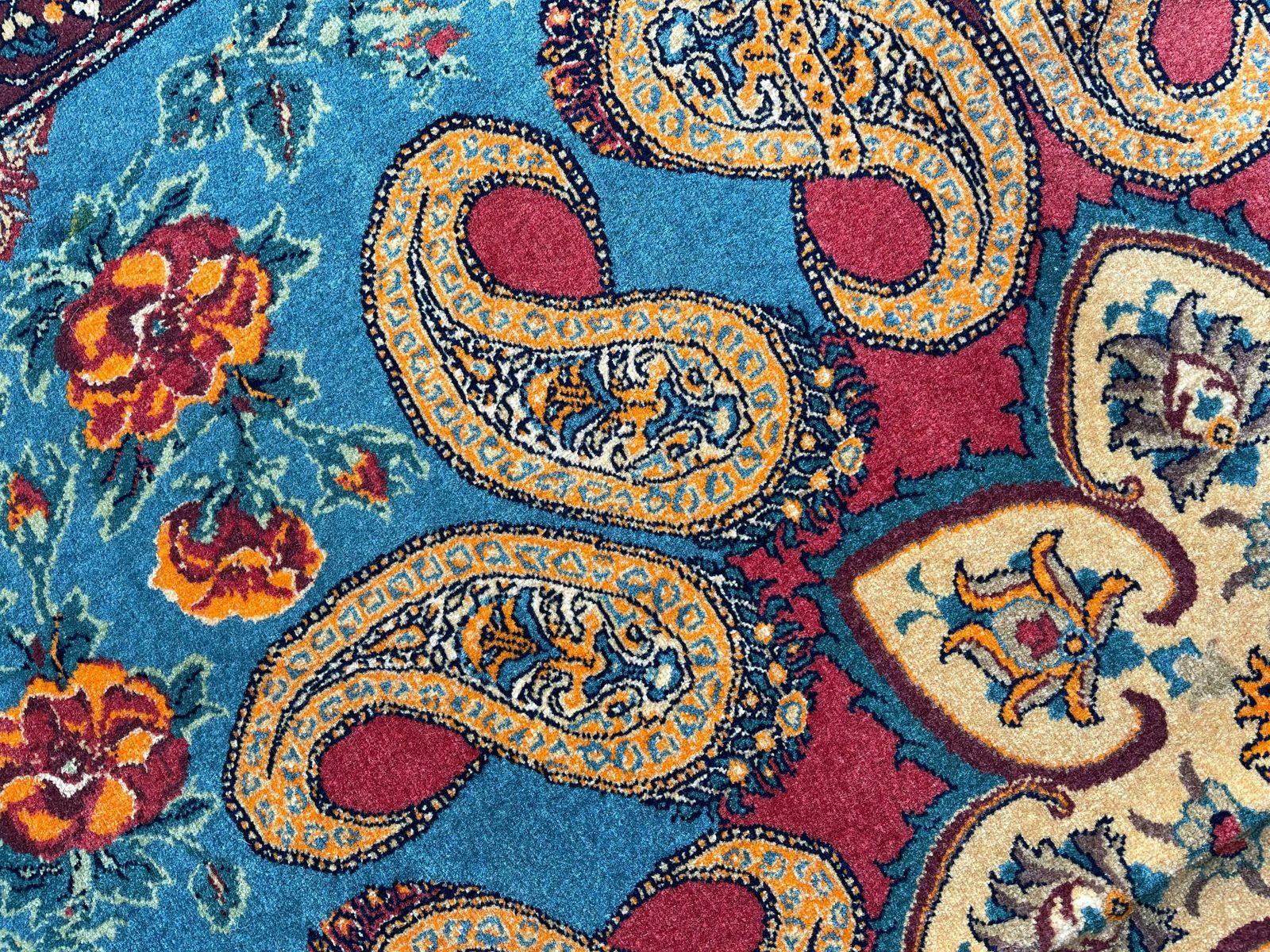 6900.0 Exclusive Livingroom Rug, Paisley Blue Rug, Silk & Wool Handmade Carpet photo