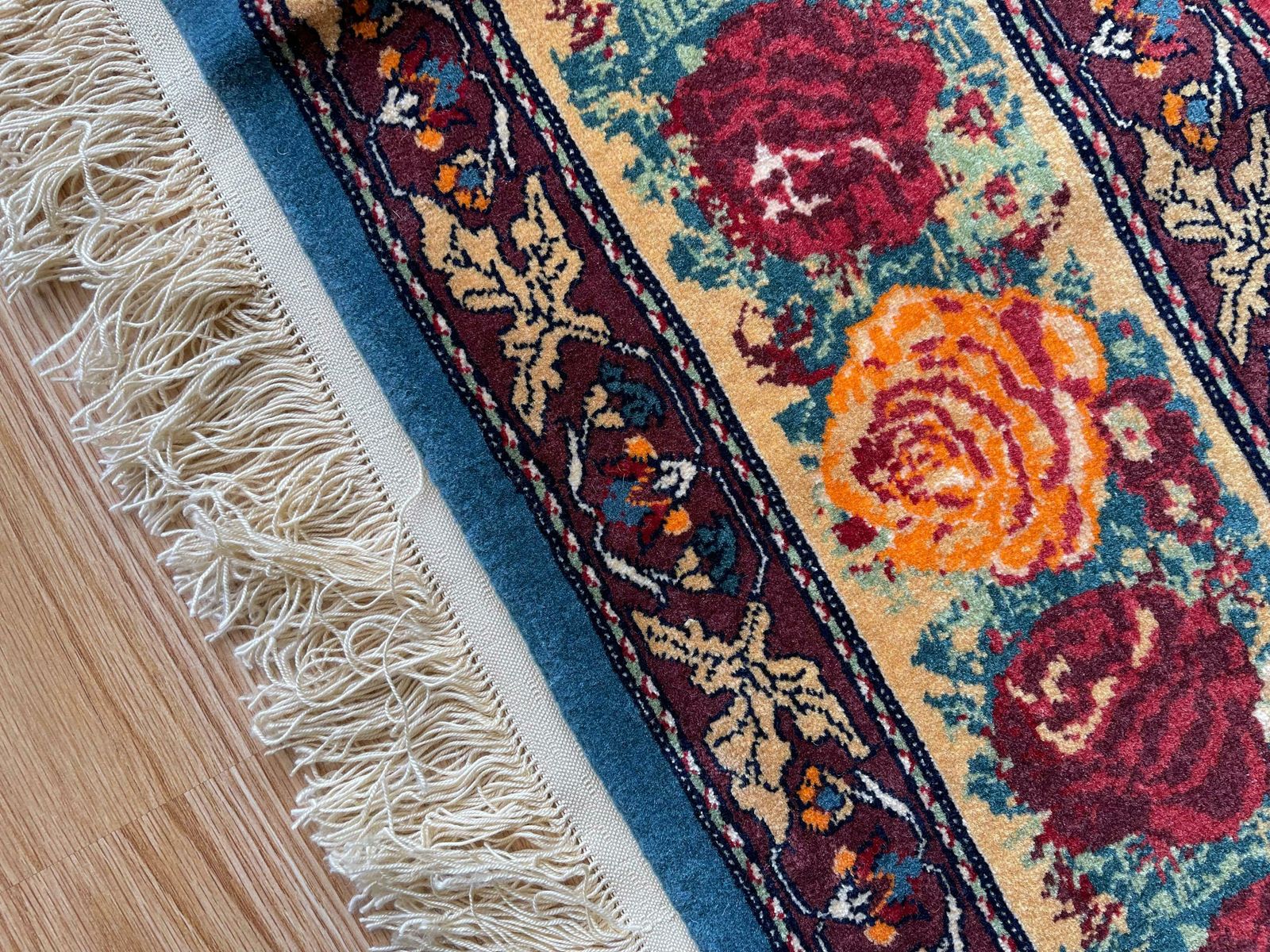 photo buy Exclusive Livingroom Rug, Paisley Blue Rug, Silk & Wool Handmade Carpet