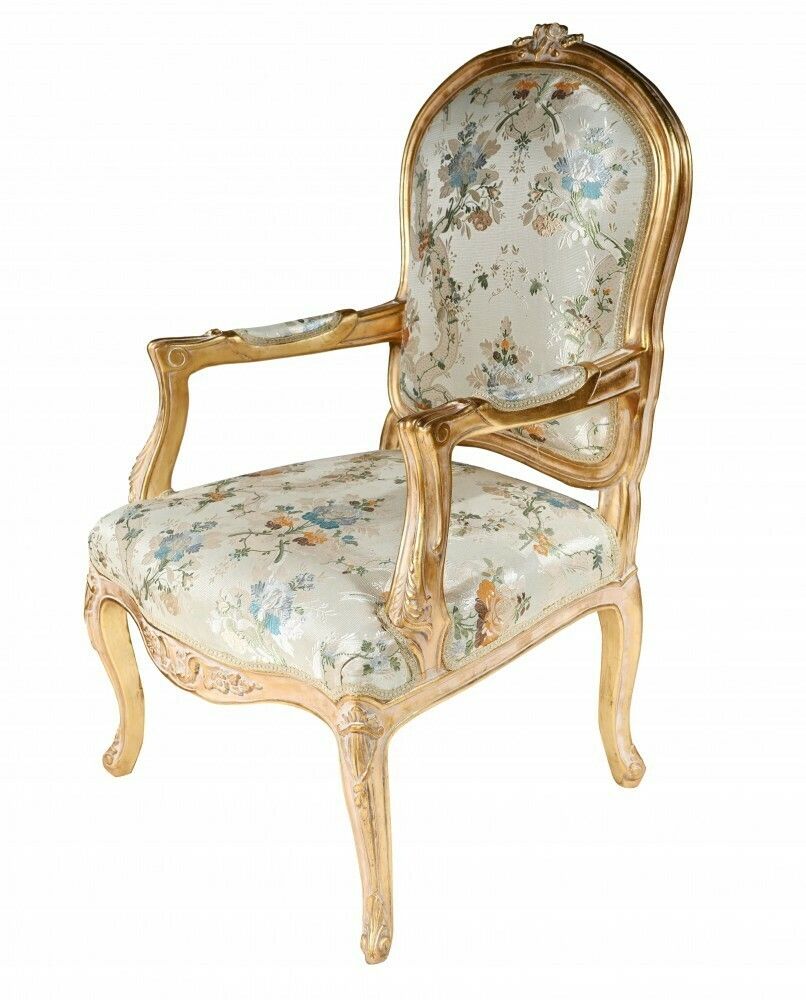 Pair French Arm Chairs Gilt Empire Fauteuils photo Furniture