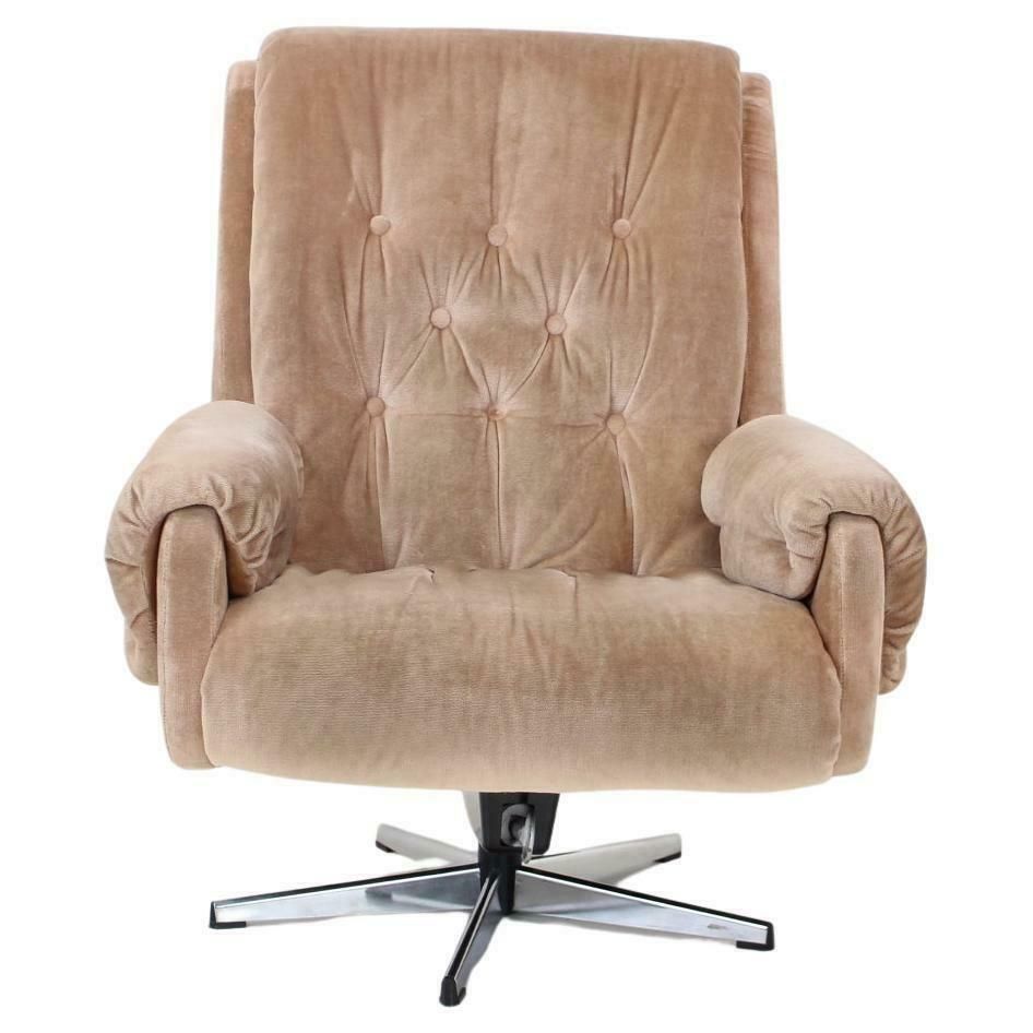 Midcentury Swivel Leather Armchair, Peem, Finland, 1970s