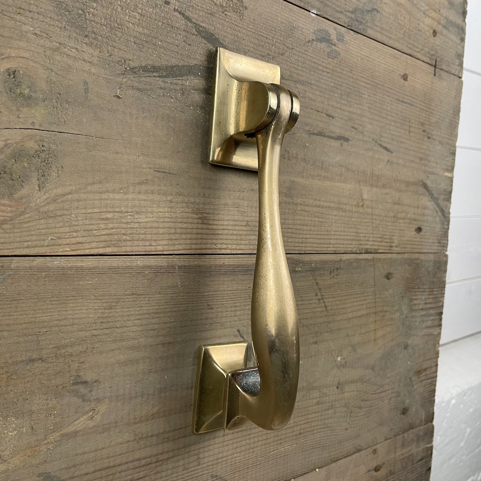 Antique Brass Door Knocker With Striking Plate photo for sale