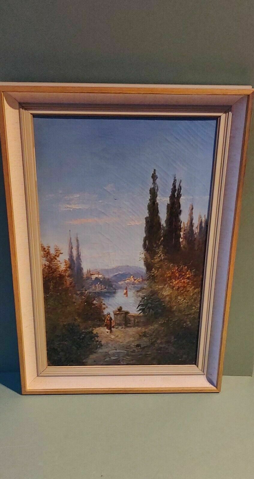 Rare Great Campaign Antique Oil Painting Lake Como Italy Signed H Waldeck C1870 photo 699.0