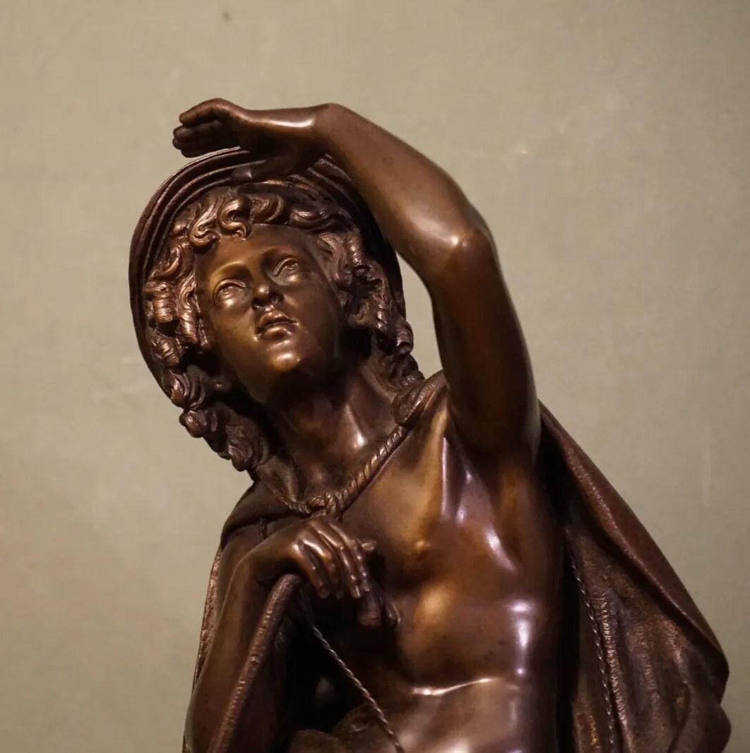 Large Fine Quality Antique Bronze Sculpture Pilgrim Or Shepherd Neo Classical photo Home Decor
