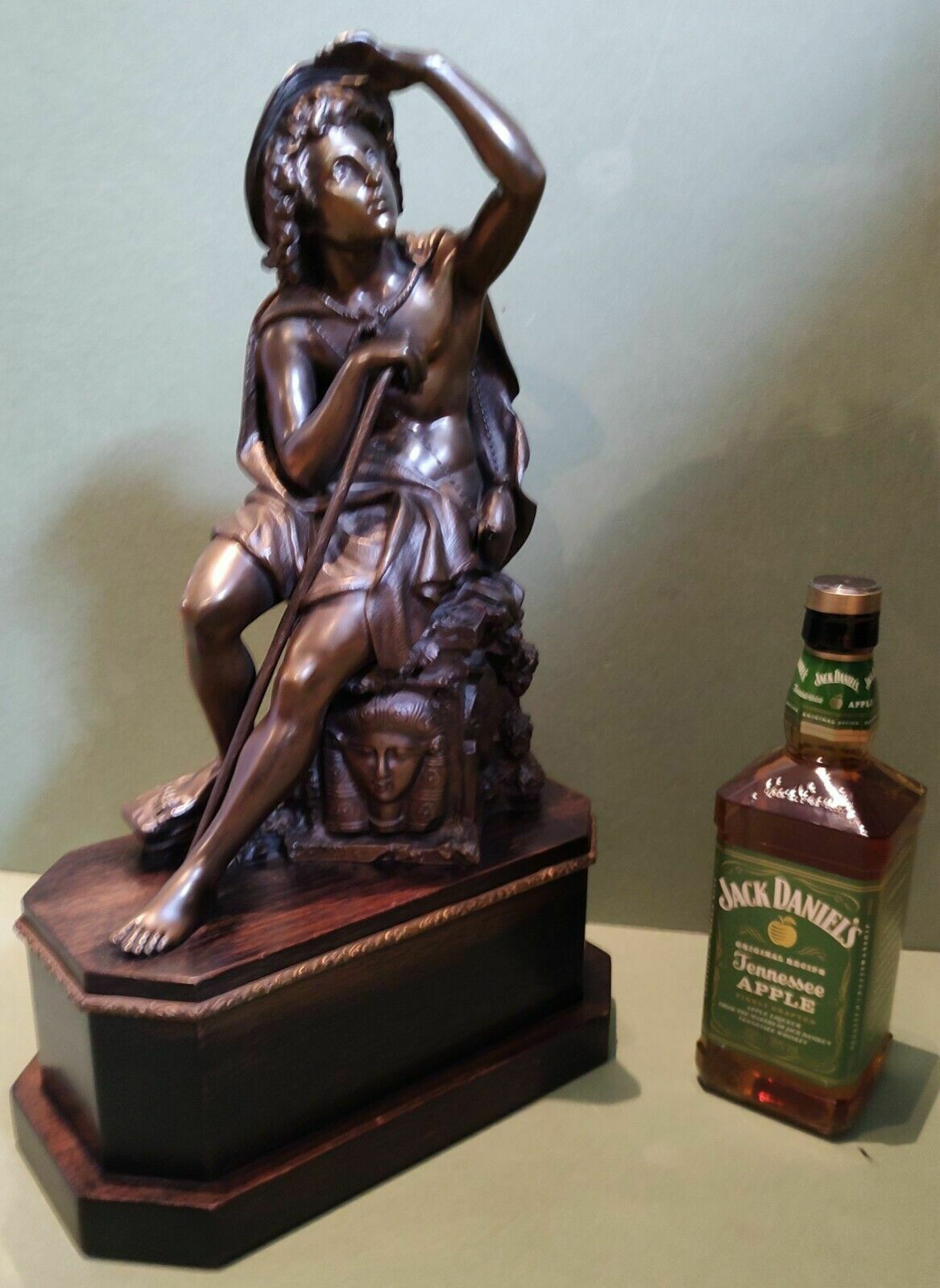 Large Fine Quality Antique Bronze Sculpture Pilgrim Or Shepherd Neo Classical photo vinterior
