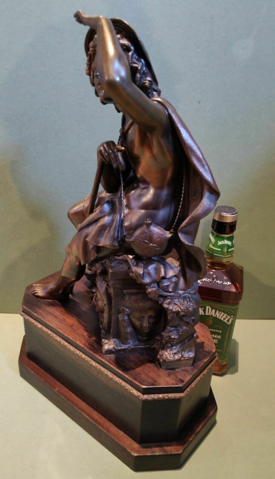 699.0 Large Fine Quality Antique Bronze Sculpture Pilgrim Or Shepherd Neo Classical photo