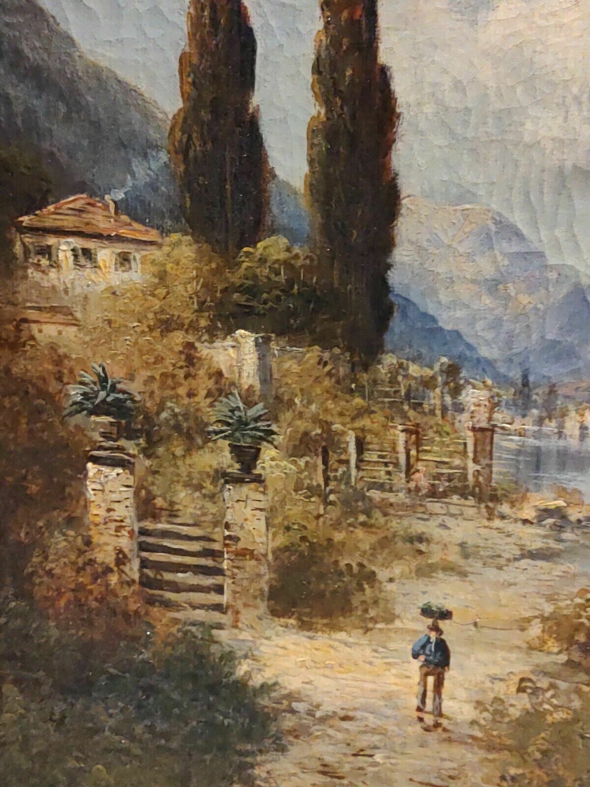 Antique Original Oil Painting Lake Lucerne Switzerland Signed H Waldeck C 1890 photo buy