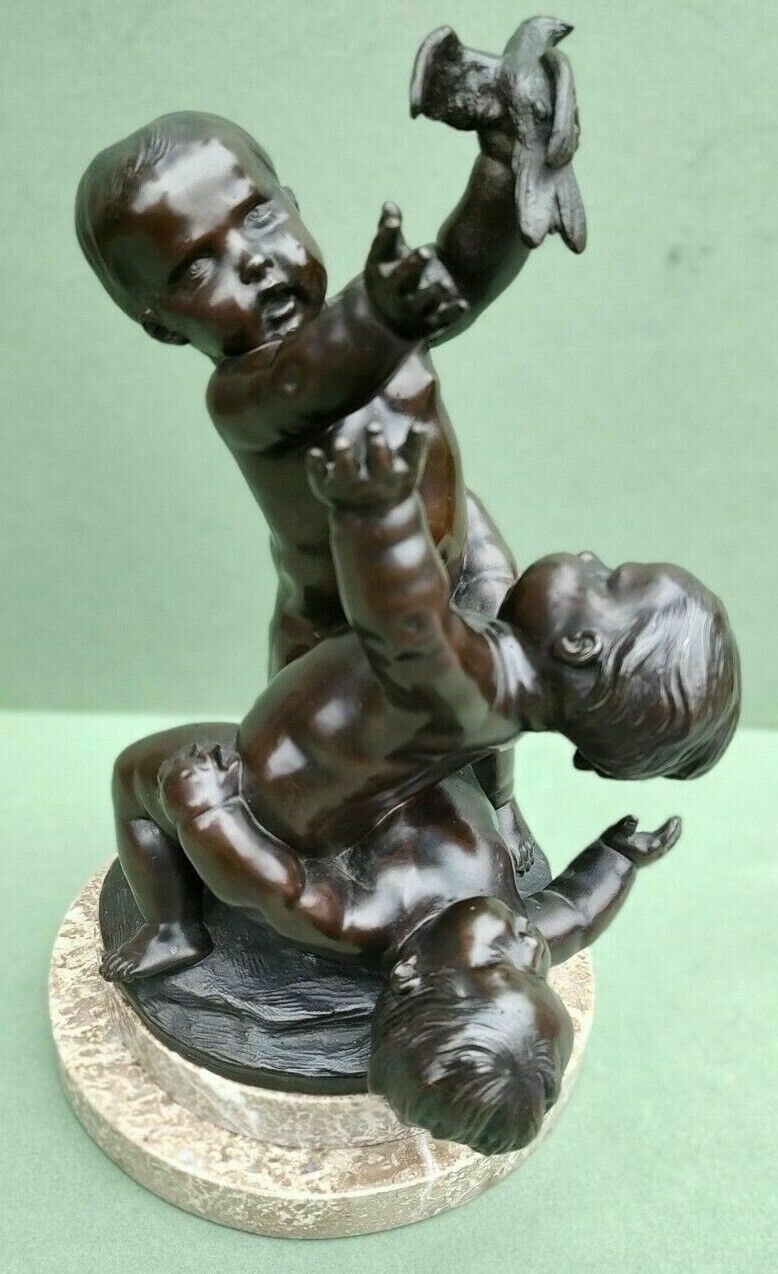 photo furniture Antique Large French Bronze Sculpture With Three Cherubs Frolicking Puto Putti
