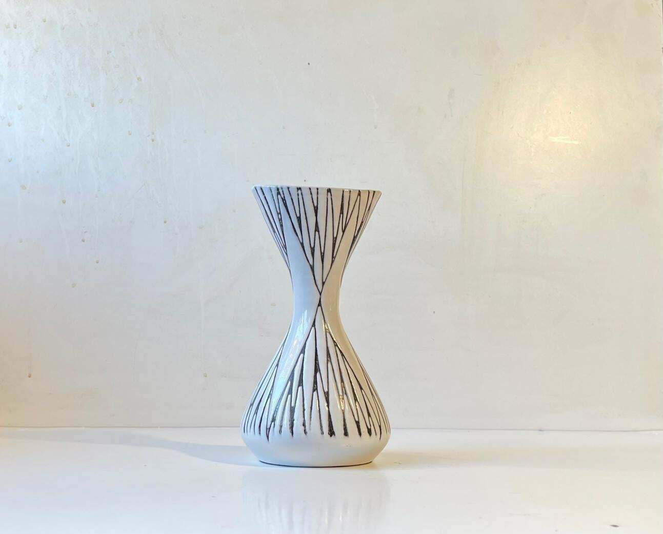 Mari Simmulson Black & White Ceramic Vase 'Mars', Upsala Ekeby 1960s photo furniture