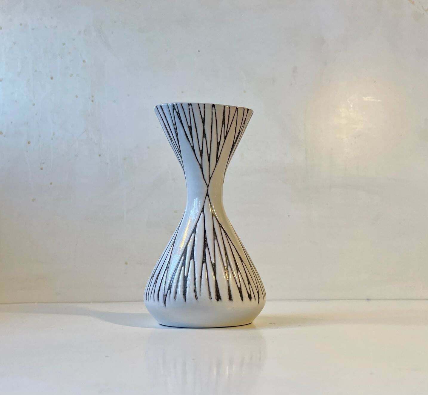 Mari Simmulson Black & White Ceramic Vase 'Mars', Upsala Ekeby 1960s photo for sale