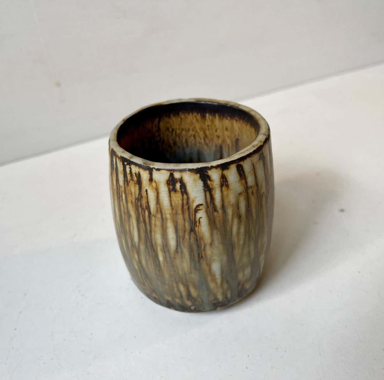 Gunnar Nylund Stoneware Vase With Tiger Taupé Glaze For Rörstrand, 1960s photo Home Decor