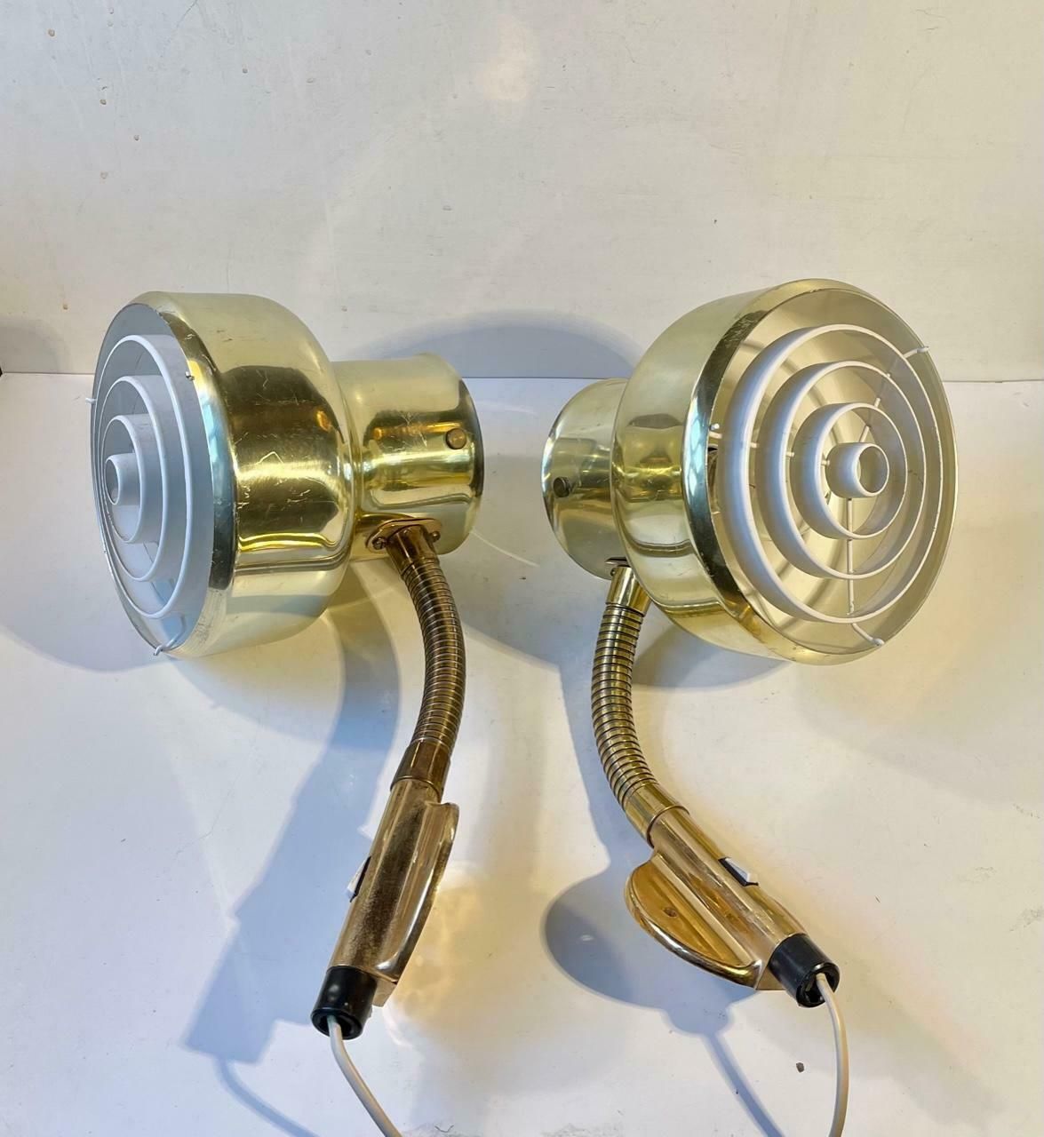 Vintage Swedish Bumling Wall Sconces In Brass By Anders Pehrson photo for sale