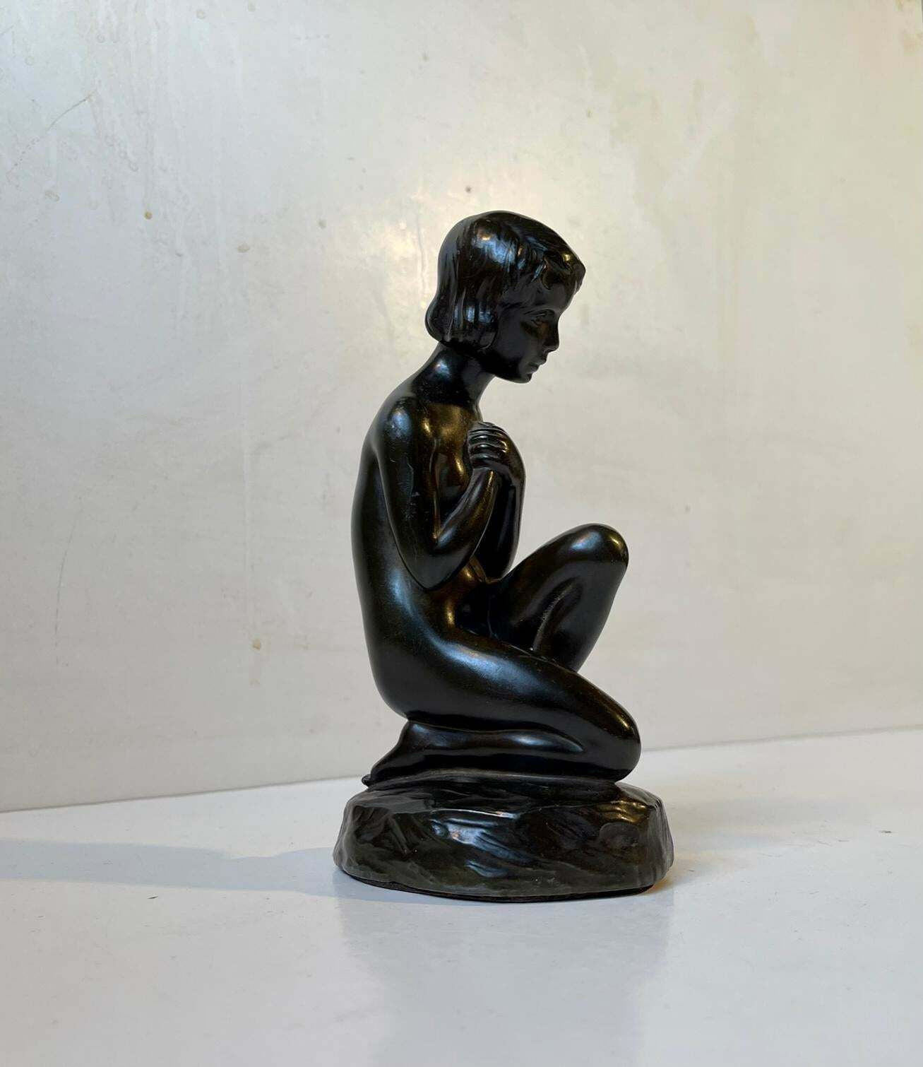 Just Andersen & Elna Borch Patinated Sculpture Of Young Woman, 1930s photo furniture