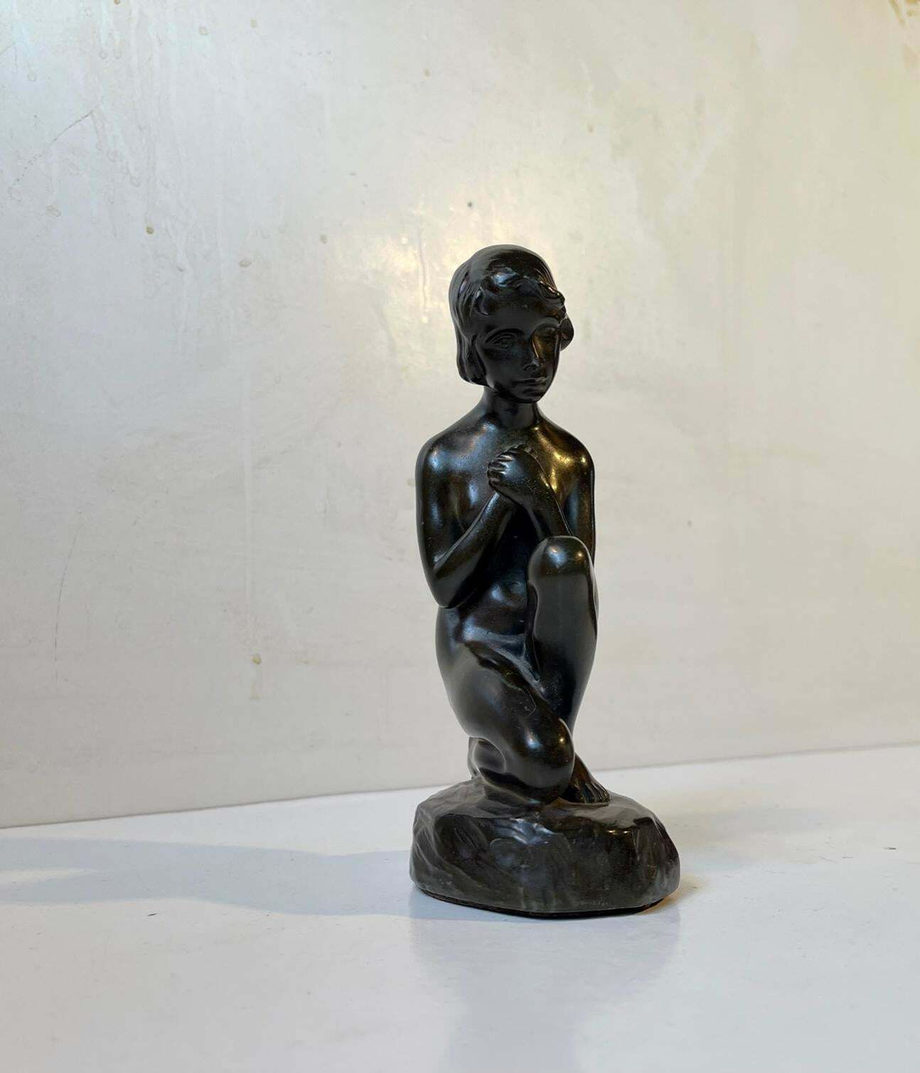 616.0 Just Andersen & Elna Borch Patinated Sculpture Of Young Woman, 1930s photo