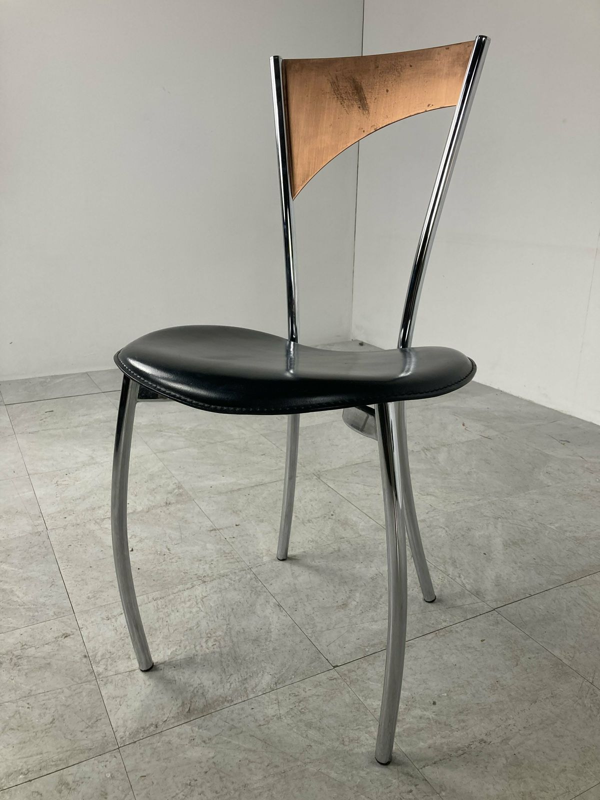Furniture Rare Dining Chairs In Copper By Cattelan Italy, 1970s photo
