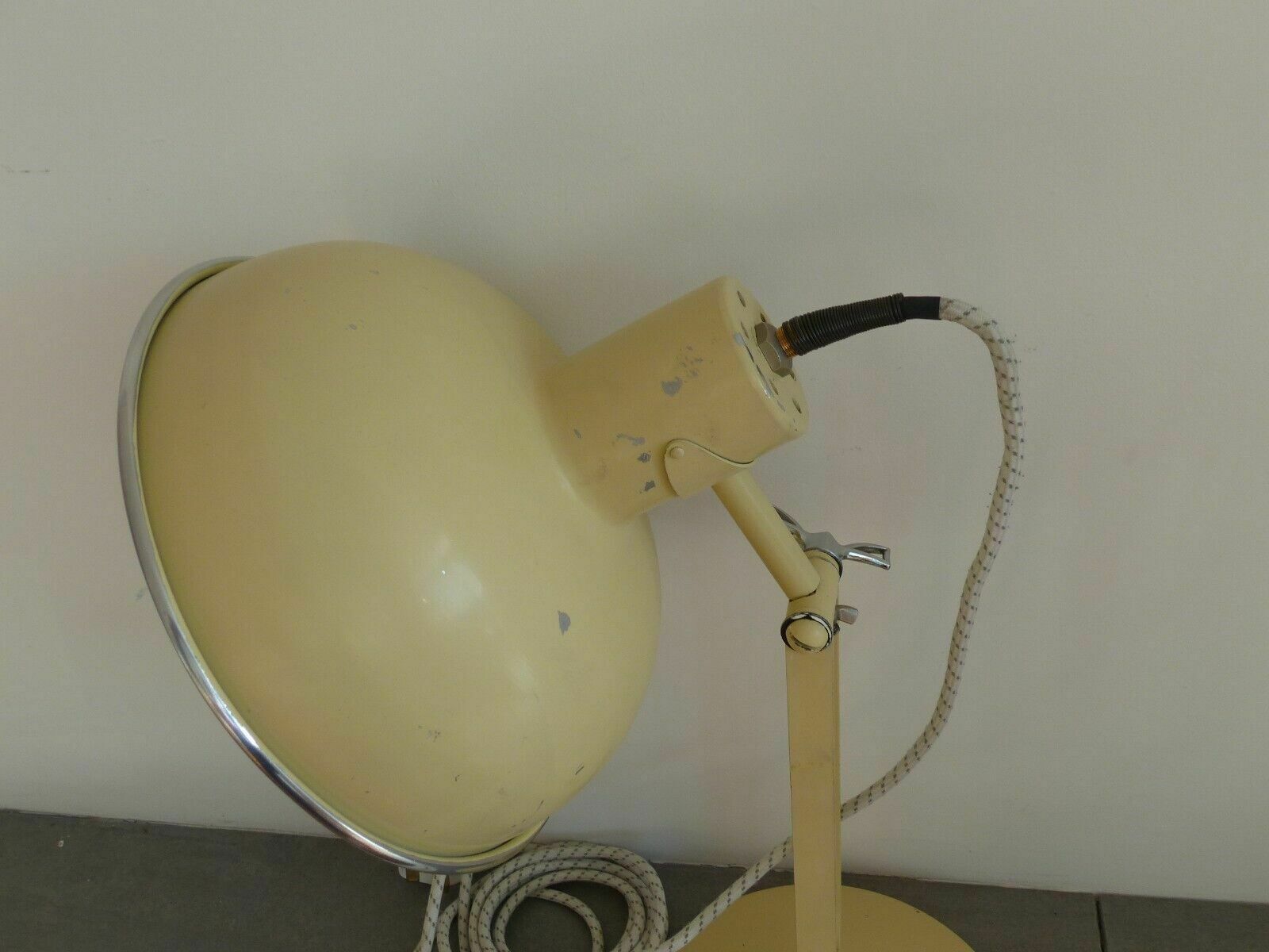 Mcm Vintage Retro Re Wired Converted Heat Lamp Desk / Side Lamp Large Dome Shade photo Home Fixtures